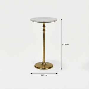 Luna Side Table with Marble Top - Gold