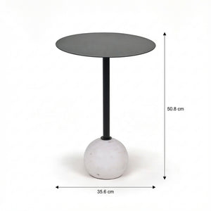 Yona Side Table With Marble Base - Black & White