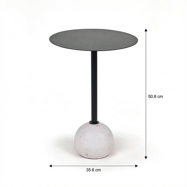 Yona Side Table With Marble Base - Black & White
