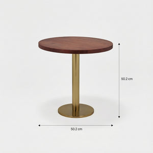 Joyce Side Table With Wooden Top - Gold & Walnut