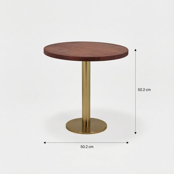 Joyce Side Table With Wooden Top - Gold & Walnut