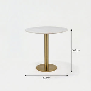 Joyce Side Table With Marble Top - Gold & White