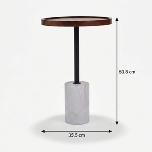 Elnor Side Table With Marble Base - Walnut