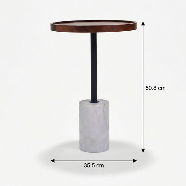 Elnor Side Table With Marble Base - Walnut