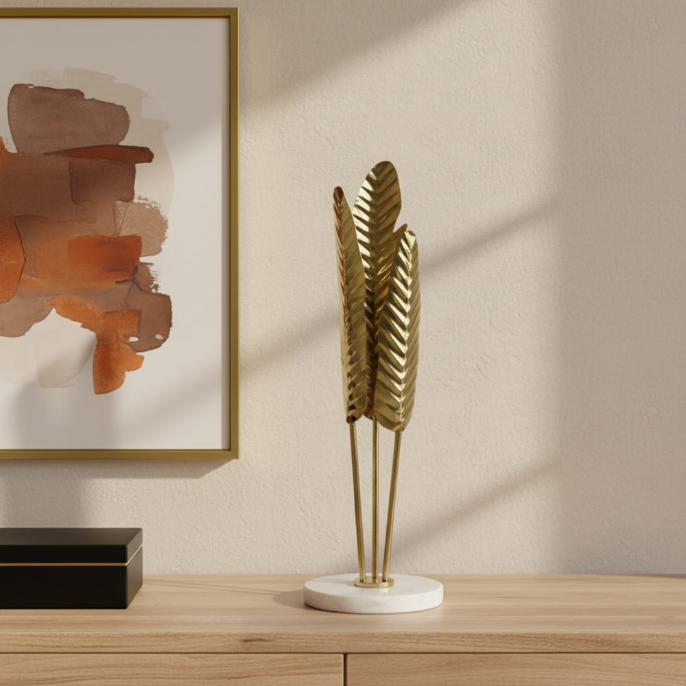 Rish Metal Decorative Accent With Marble Base - Gold