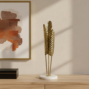 Rish Metal Decorative Accent With Marble Base - Gold
