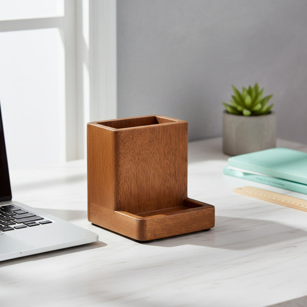 Slot Wooden Mobile Stand - Brown