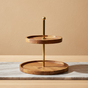 Nosh 2-Tier Wooden Cake Stand - Natural