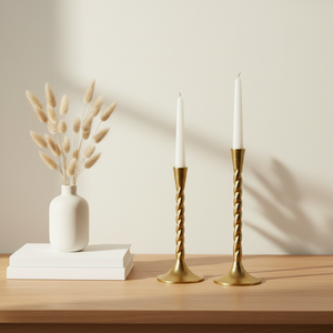 Loor Metal Candle Holder, Set Of 2 - Gold