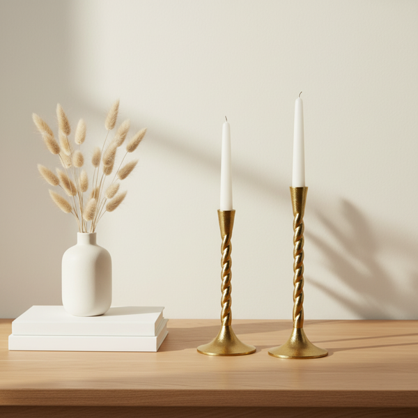 Loor Metal Candle Holder, Set Of 2 - Gold