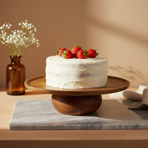 Ash Wooden Cake Stand, Large - Natural