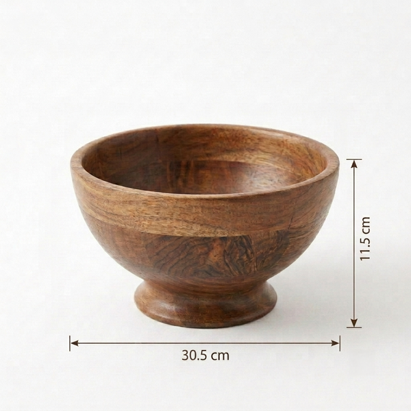 Mez Wooden Serving Bowl, Large - Natural