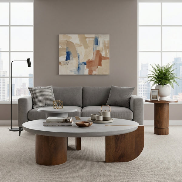 Eden Table Set - Grey & Walnut