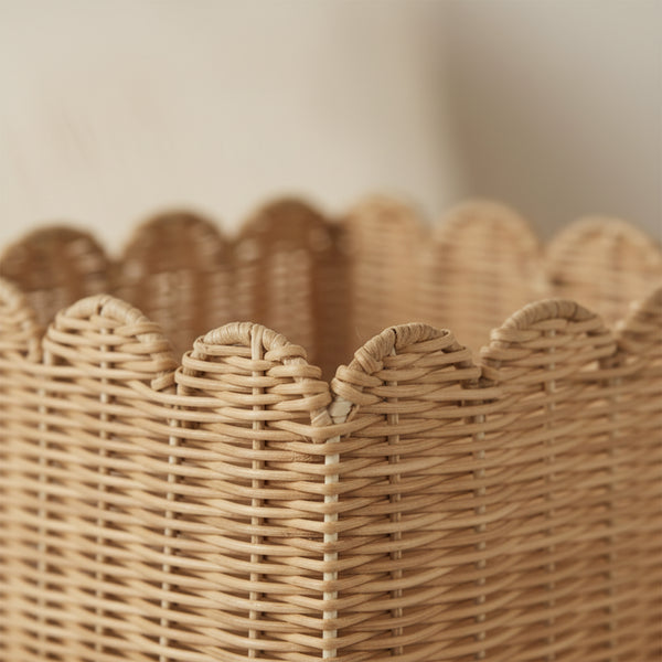 Frill Rattan Storage Basket, Square - Natural