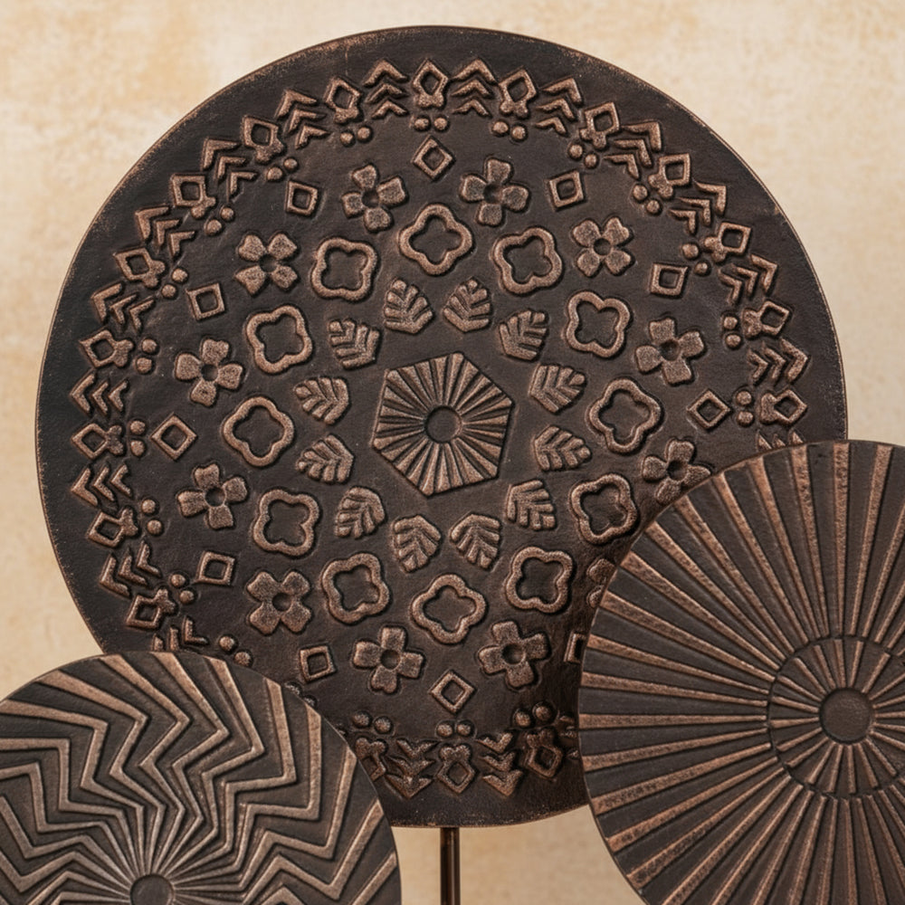 Aurel Metal Sculpture With Wooden Base - Brown