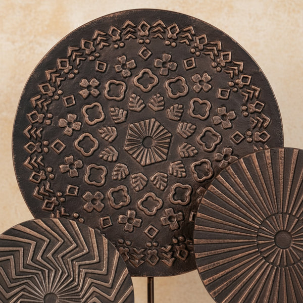 Aurel Metal Sculpture With Wooden Base - Brown