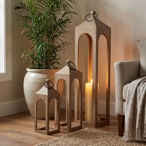 Era Wooden Lantern, Set Of 3 - Whitewash