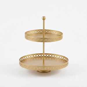 Nish 2-Tier Round Cake Stand - Gold