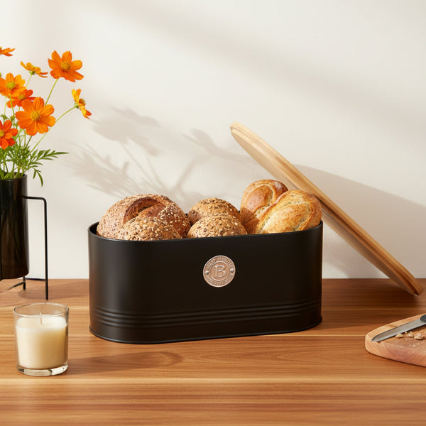Penta Storage Box With Wooden Lid - Black