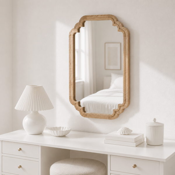 Celia Rectangular Wall Mirror With Wooden Frame - Honey