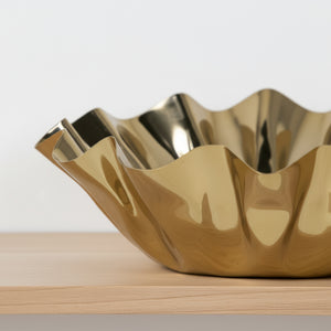 Quill Metal Decorative Bowl, Small - Gold