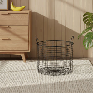 Beni Metal Storage Basket, Set Of 2 - Black