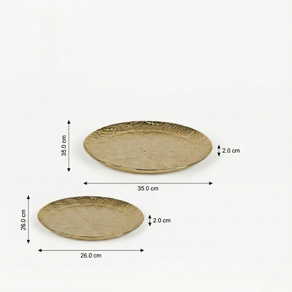 Relish Round Metal Platter, Set of 2 - Gold