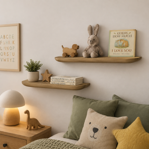 Naza Wooden Wall Shelf, Set Of 2 - White Washed