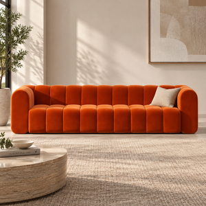 Yawalrack Modern Velvet Upholstered Sofa 3-Seater Sofa Luxury Sofa