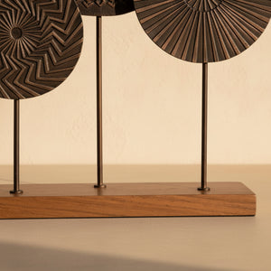 Aurel Metal Sculpture With Wooden Base - Brown