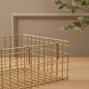 Syro Metal Storage Basket, Set Of 2 - Gold