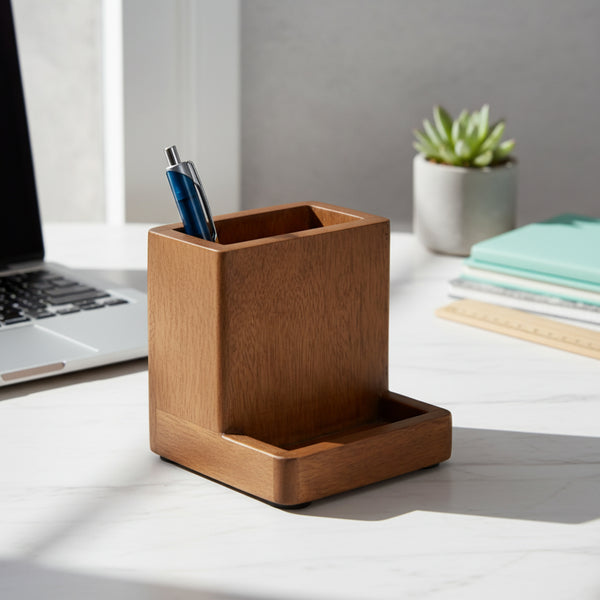 Slot Wooden Mobile Stand - Brown