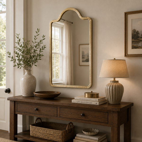 Mirza Wall Mirror With Metal Frame - Gold