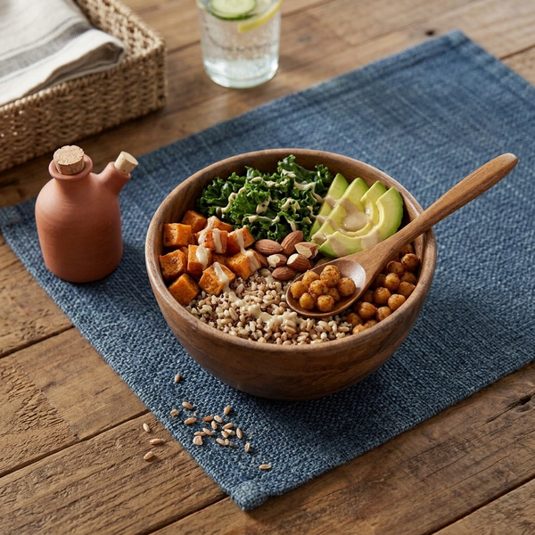Scoop Wooden Serving Bowl, Large - Natural