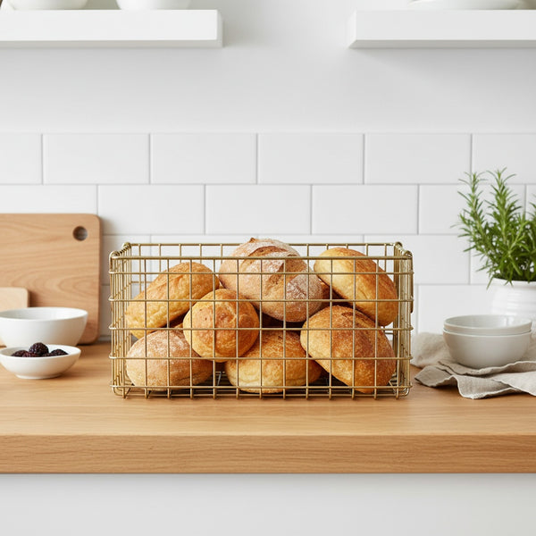 Syro Metal Storage Basket, Set Of 2 - Gold