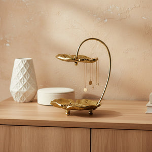 Sylvie 2-Tier Metal Jewellery Organiser - Gold