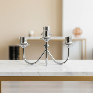 Bezel Metal Candle Holder, Silver