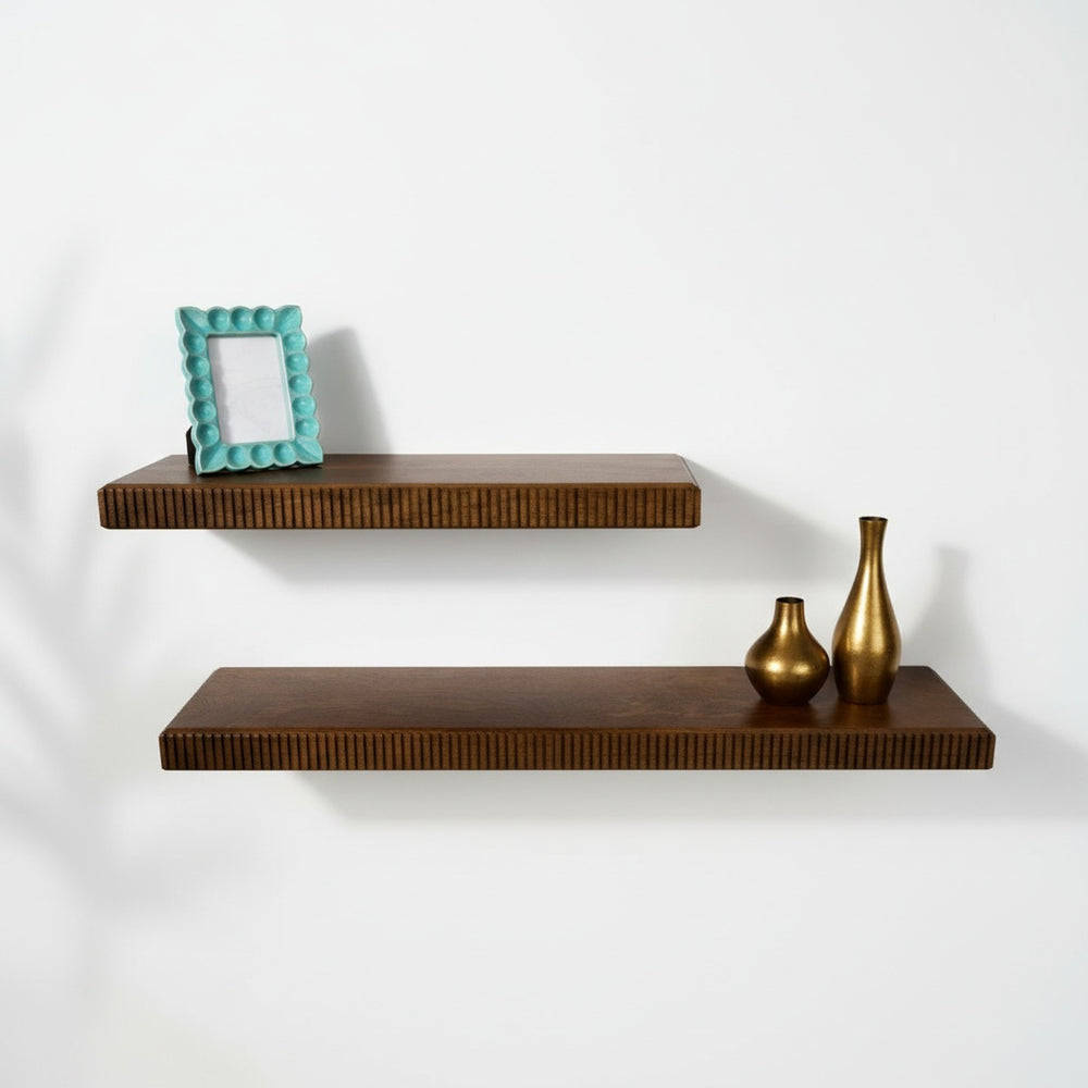 Nook Wooden Wall Shelves, Set Of 2 - Walnut