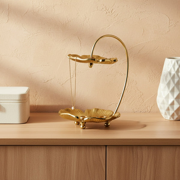Sylvie 2-Tier Metal Jewellery Organiser - Gold