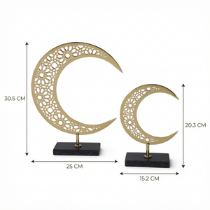 Hilal Crescent Moon Metal Decor, Set of 2 - Gold