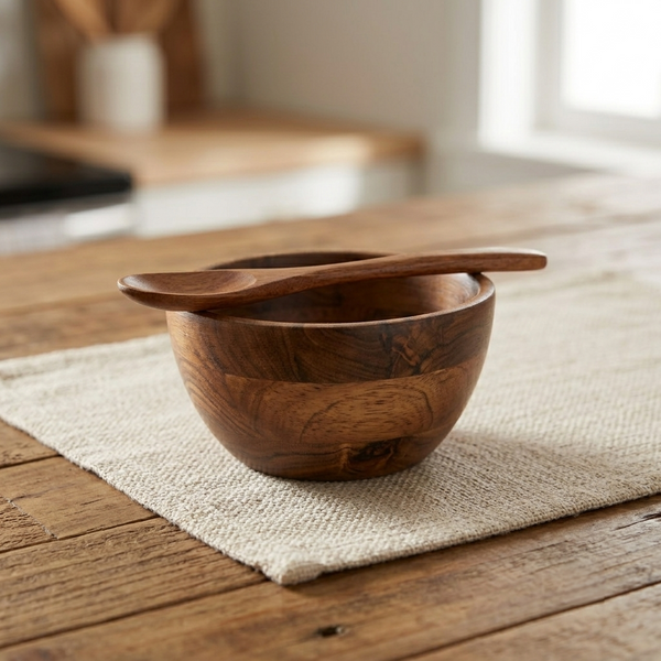 Scoop Wooden Serving Bowl, Small - Natural