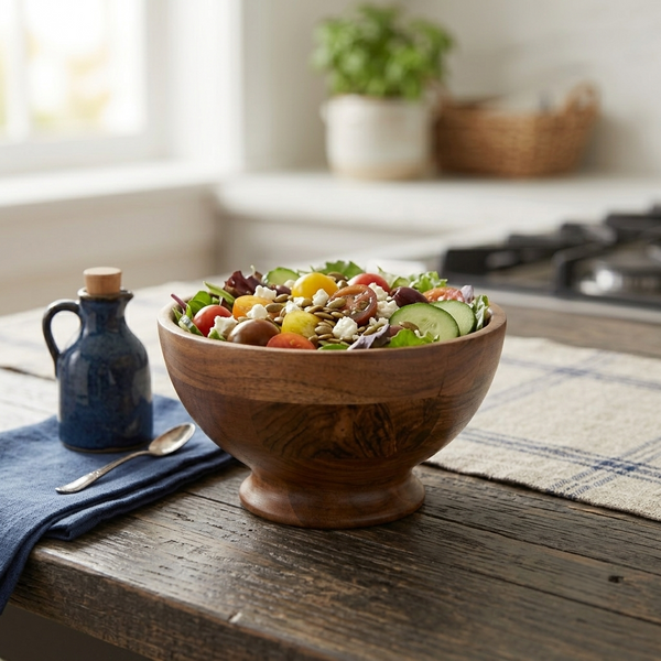 Mez Wooden Serving Bowl, Small - Natural