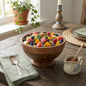 Mez Wooden Serving Bowl, Small - Natural