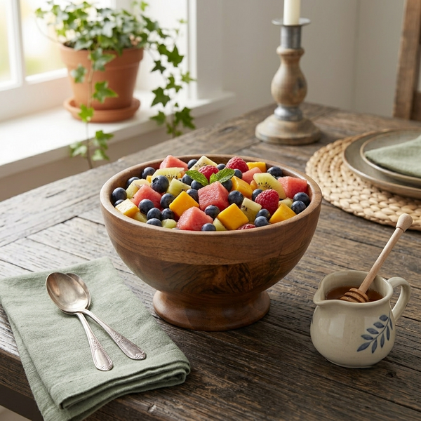 Mez Wooden Serving Bowl, Small - Natural
