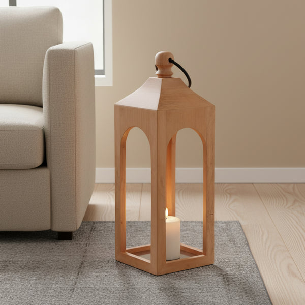 Era Wooden Lantern, Medium - Natural