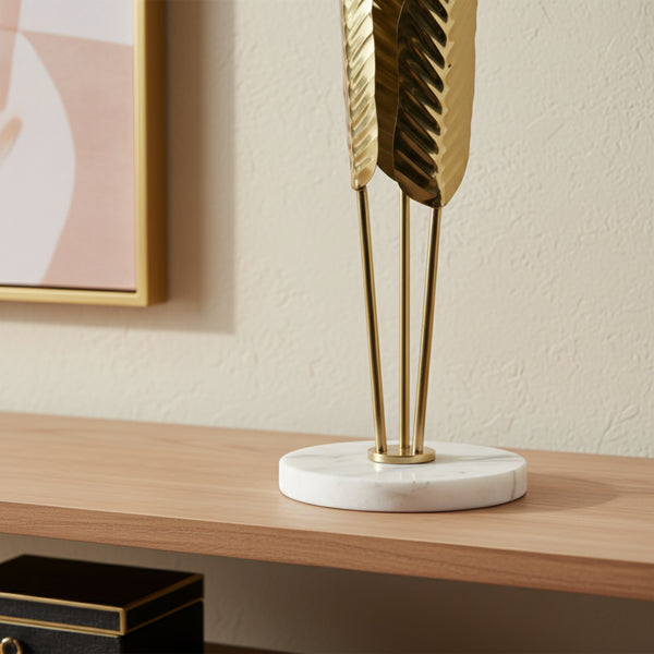 Rish Metal Decorative Accent With Marble Base - Gold