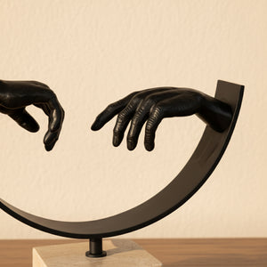 Sync Metal Sculpture With Marble Base - Black
