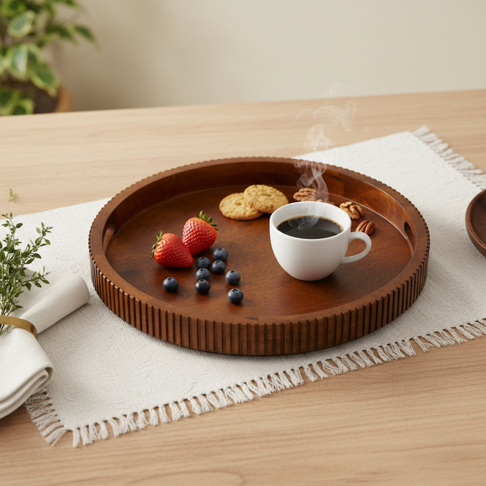 Oakra Wooden Platter, Brown