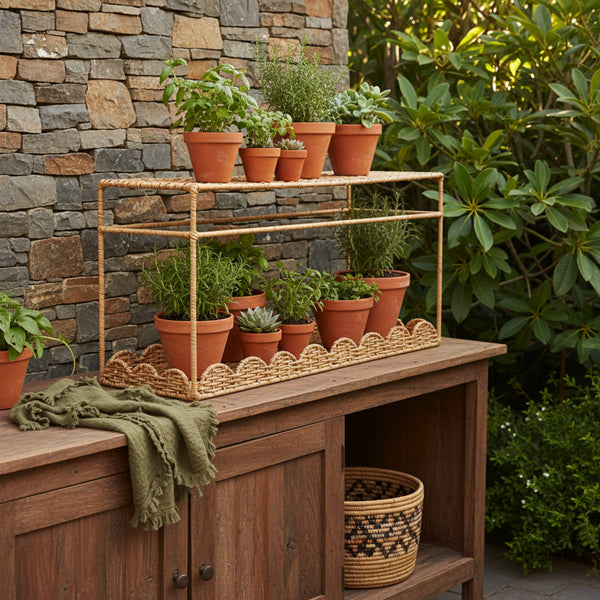 Trellis Rattan Storage Rack - Natural