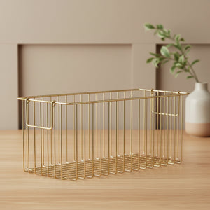 Livon Metal Storage Basket, Set Of 2 - Gold